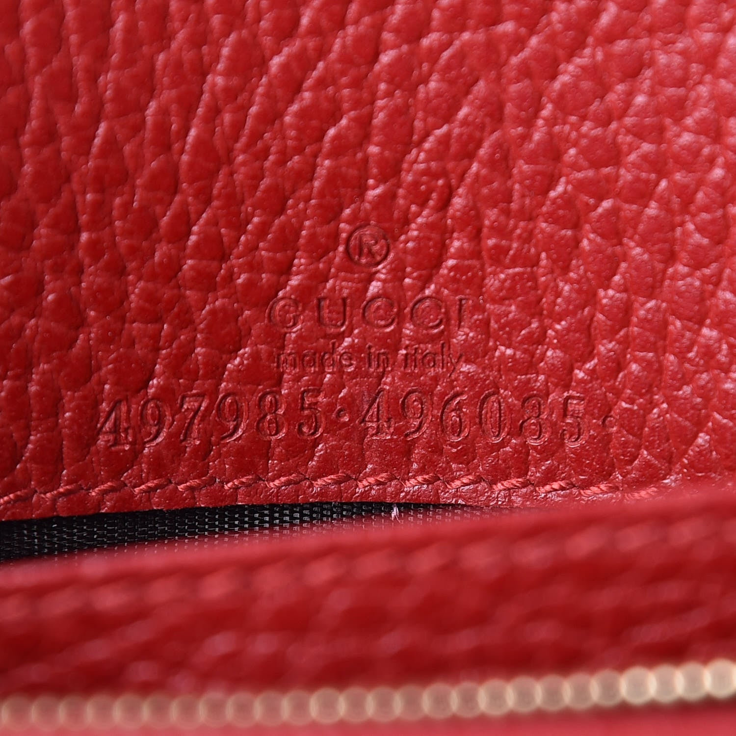Gucci Dollar Calfskin Mini GG Marmont Chain Wallet Hibiscus Red 8 of 12