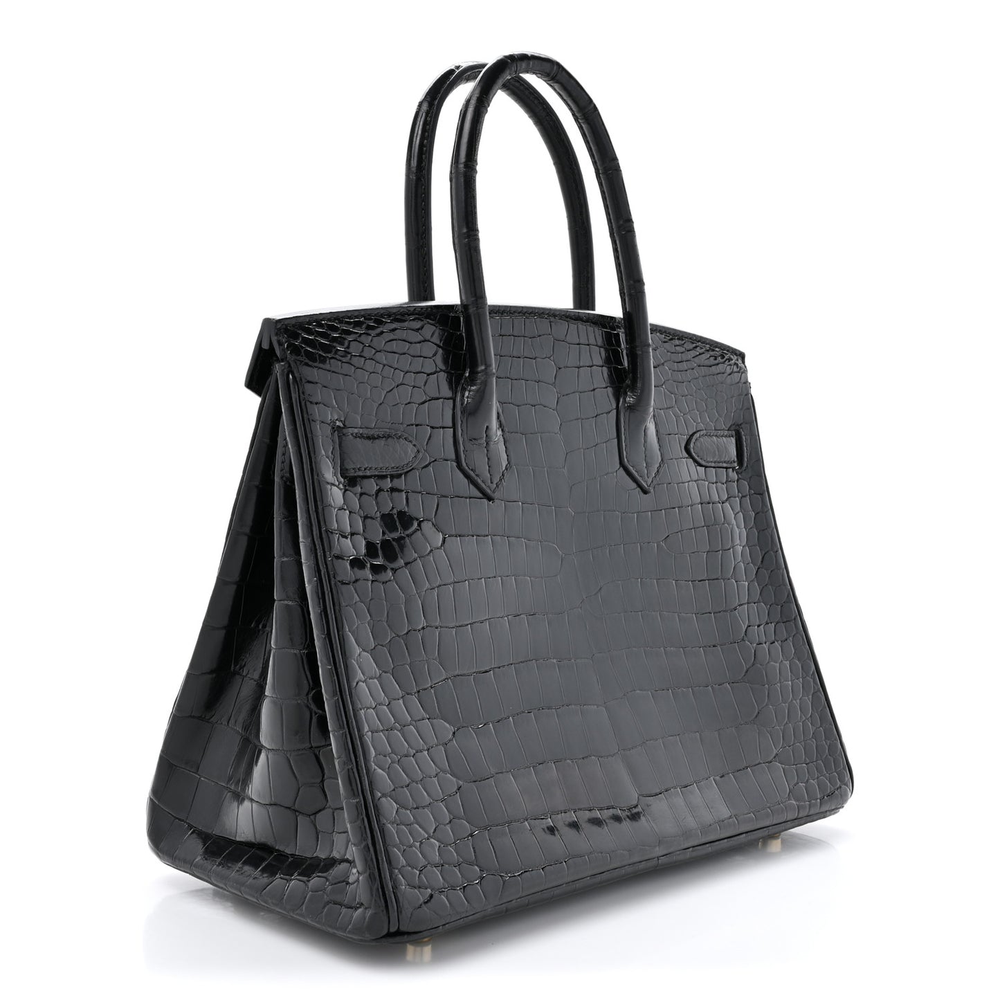 Shiny Porosus Crocodile Birkin 30 Black