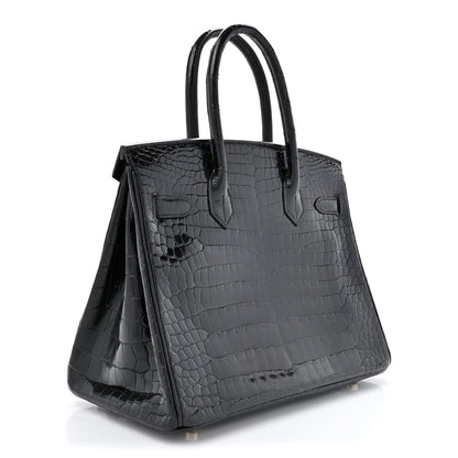 Hermes Shiny Porosus Crocodile Birkin 30 Black 3 of 15