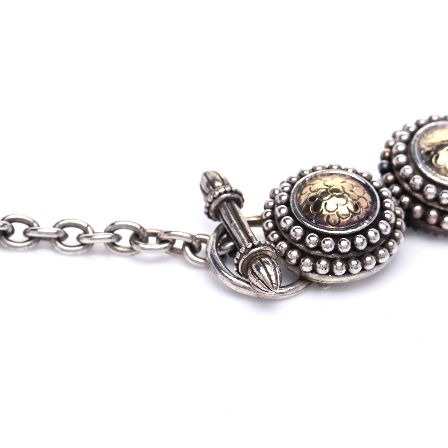 Sterling Silver 18K Yellow Gold Dot Round Disc Link Necklace