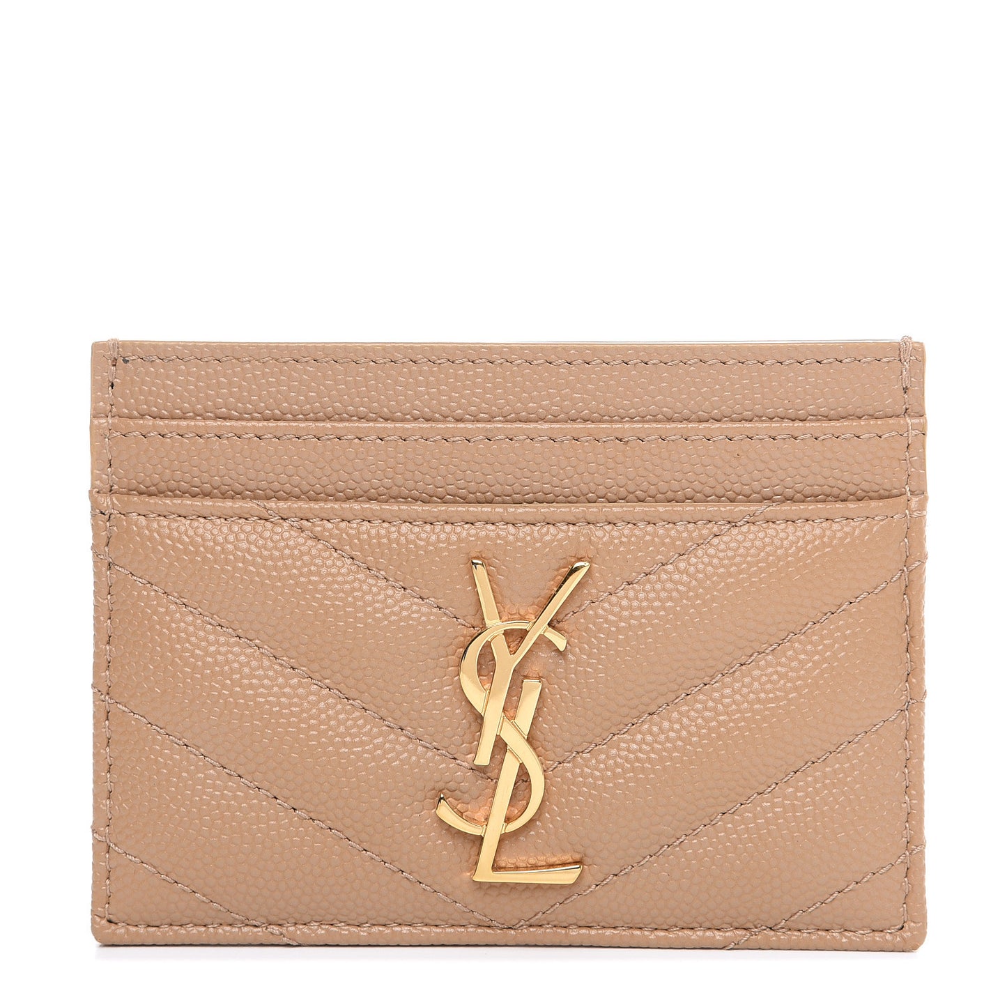 Grain De Poudre Matelasse Chevron Monogram Credit Card Case Nude Powder