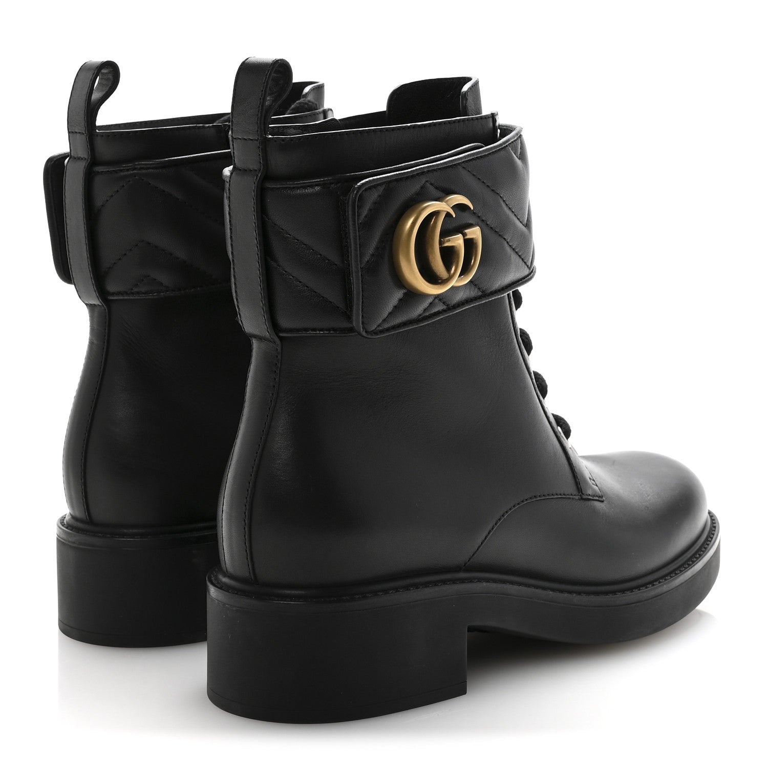Gucci Flores Calfskin Nappa Matelasse GG 40mm Ankle Boots 37.5 Black 5 of 10