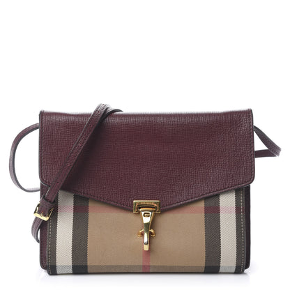Burberry Derby Calfskin House Check Small Macken Crossbody Bag Mahogany Red 1 of 11