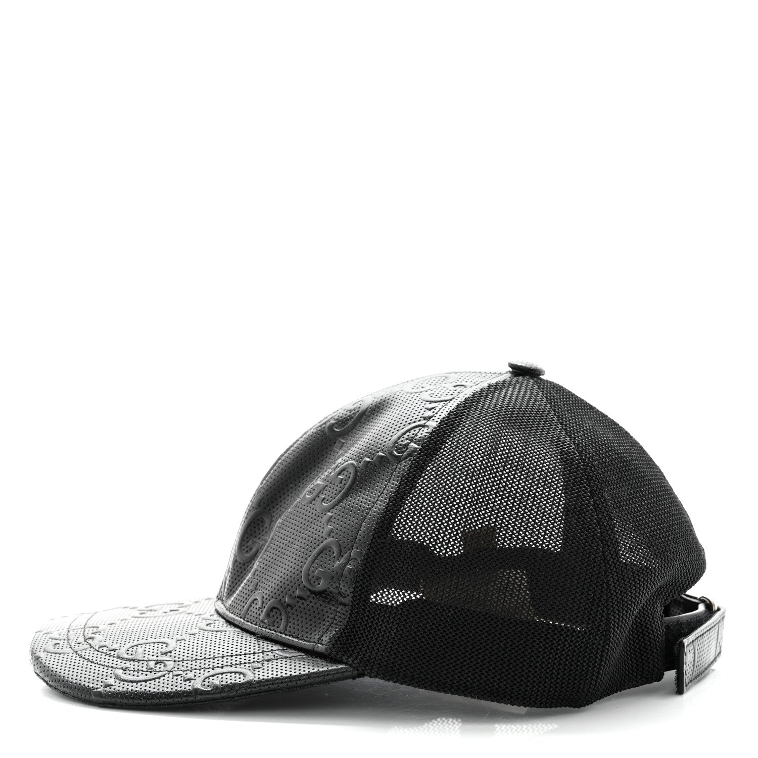 Gucci Calfskin Mesh GG Tennis Embossed Gary Baseball Hat M Black 4 of 18