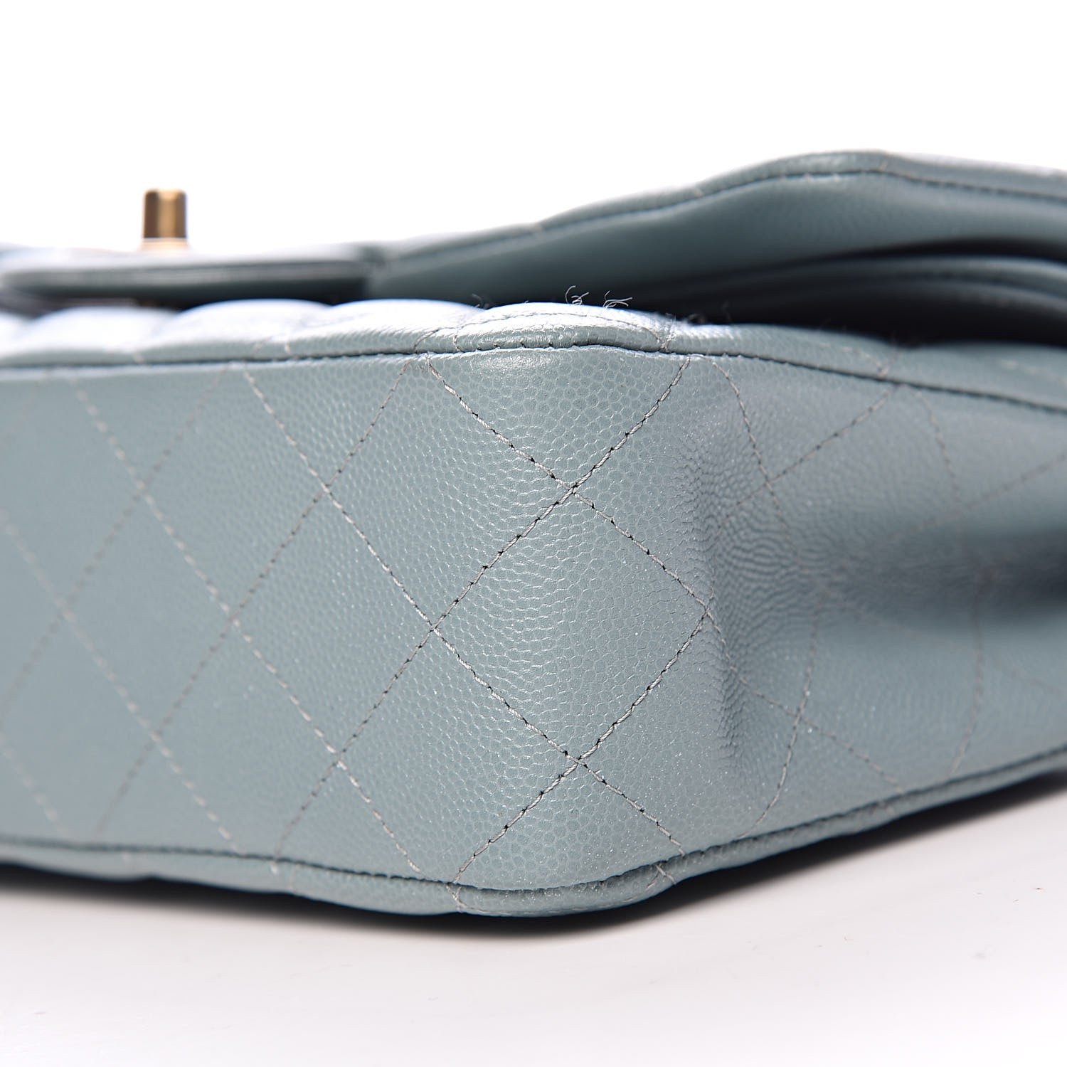 Chanel Iridescent Caviar Quilted Medium Double Flap Light Blue 9 of 11