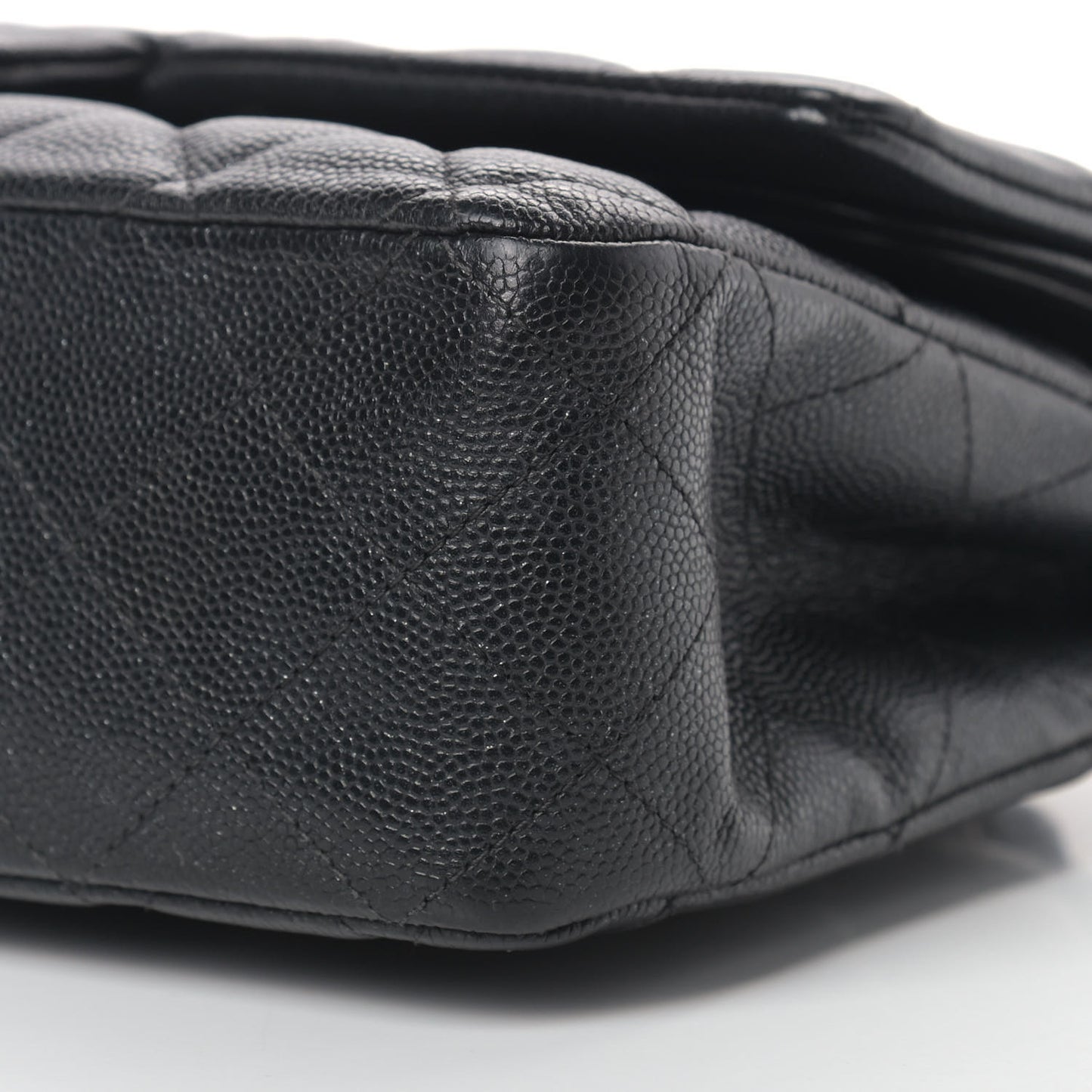 Iridescent Caviar Quilted Medium Double Flap Black