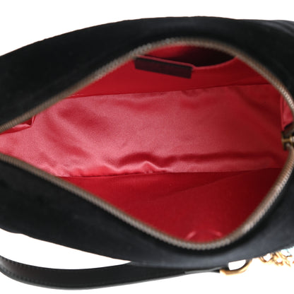 Gucci Velvet Matelasse Crystal Star Embroidered Small GG Marmont Chain Shoulder Bag Black 5 of 10