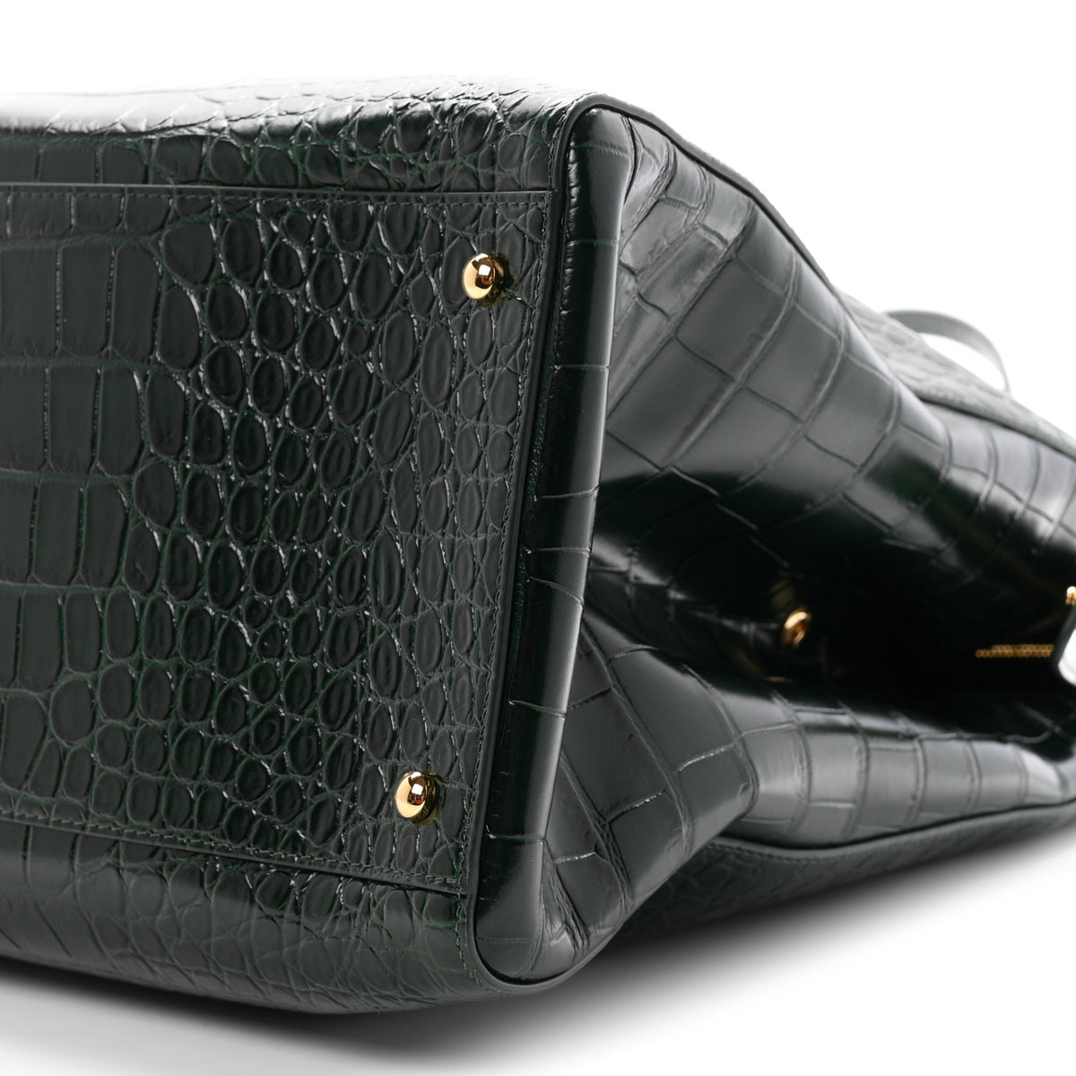 Chanel Calfskin Crocodile Embossed Large Shopping Bag Dark Green 10 of 10