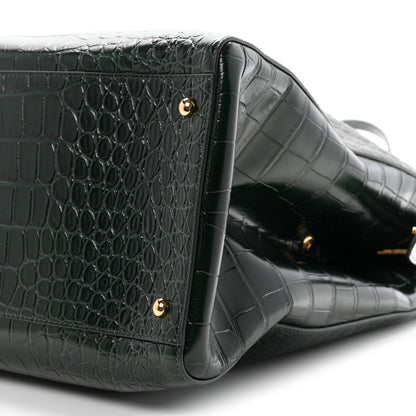 Chanel Calfskin Crocodile Embossed Large Shopping Bag Dark Green 10 of 10
