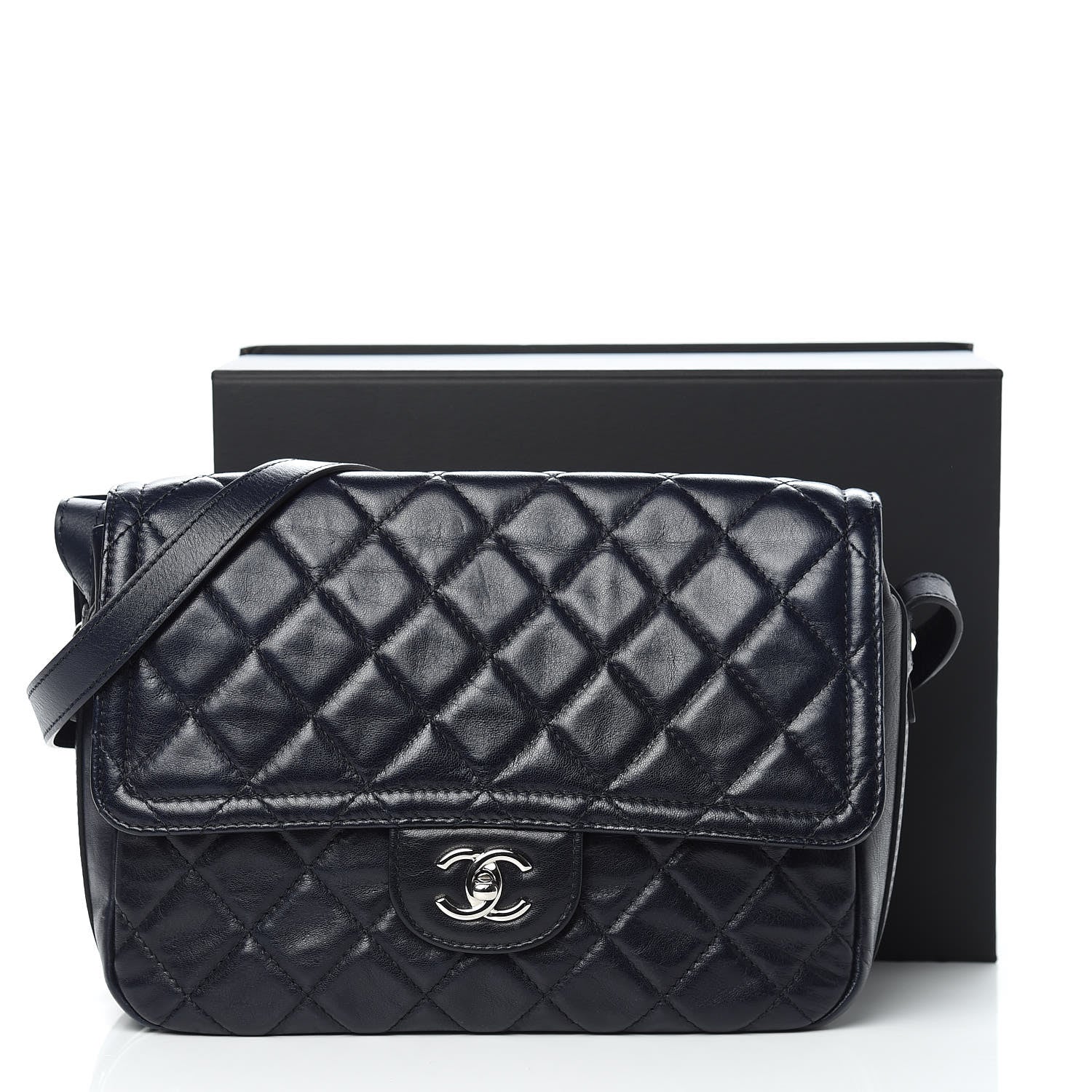 Chanel Lambskin Quilted Messenger Bag Dark Navy 13 of 13