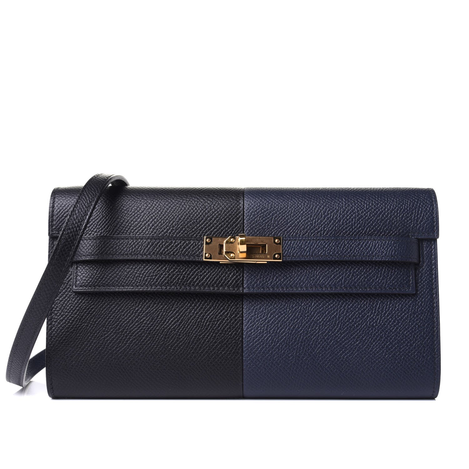Hermes Epsom Casaque Kelly Wallet To Go Black Bleu Indigo Bleu Frida 1 of 9