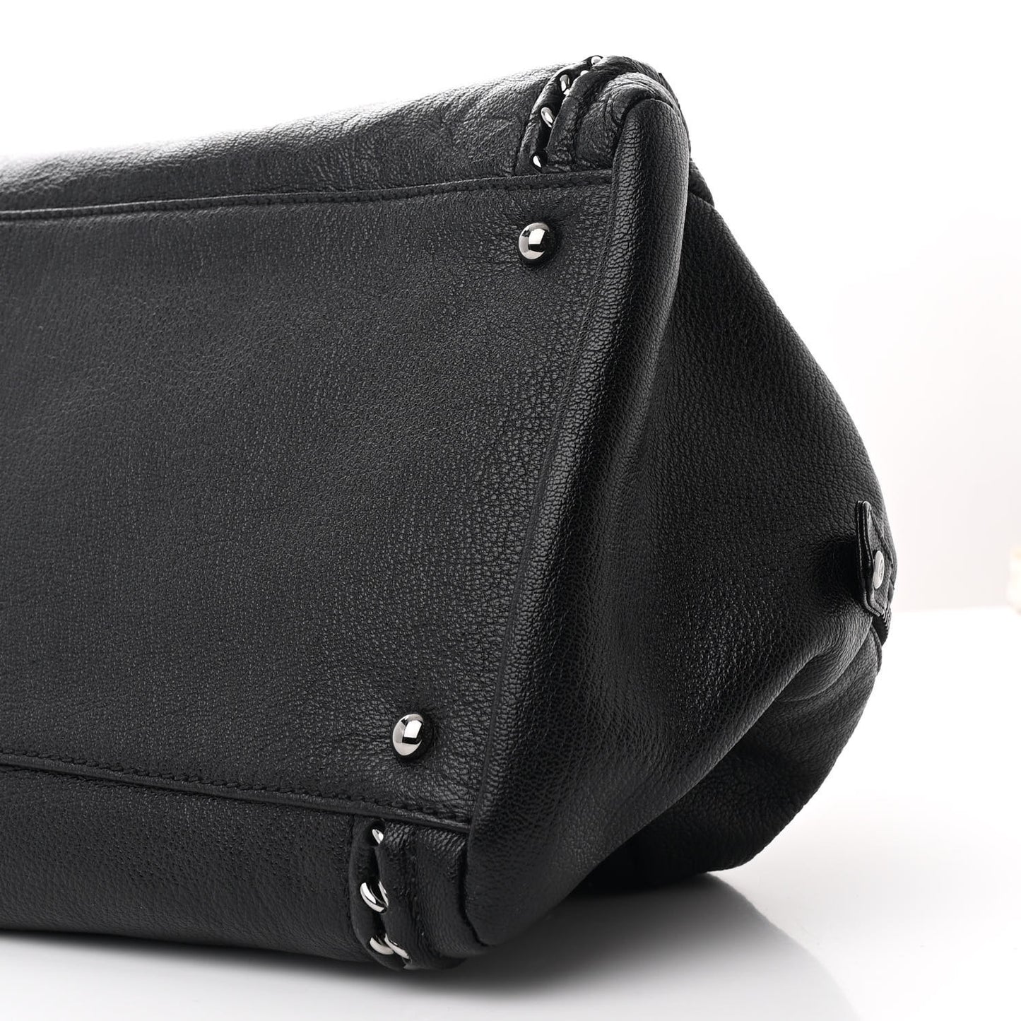 Goatskin Large Luxe Ligne Bowler Black
