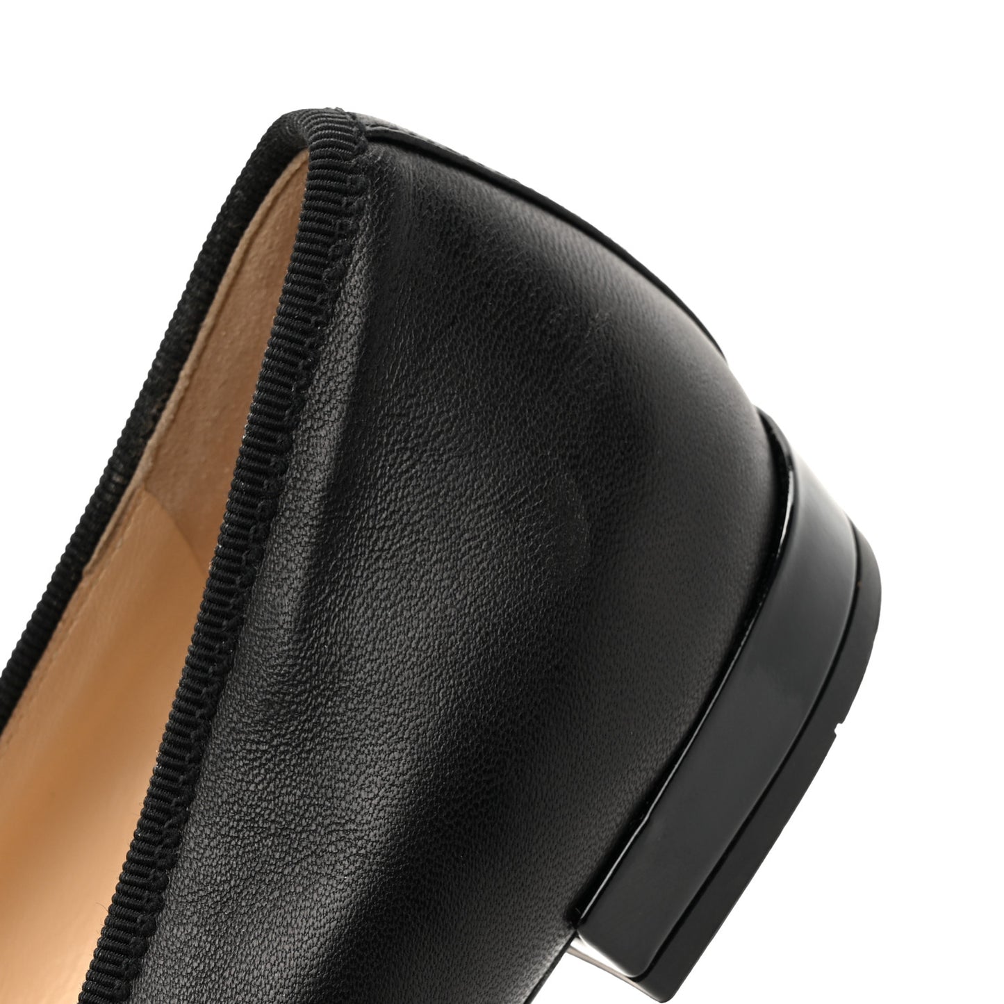 Nappa Vernice Cap Toe Logo Bow Ballerina Flats 40 Black