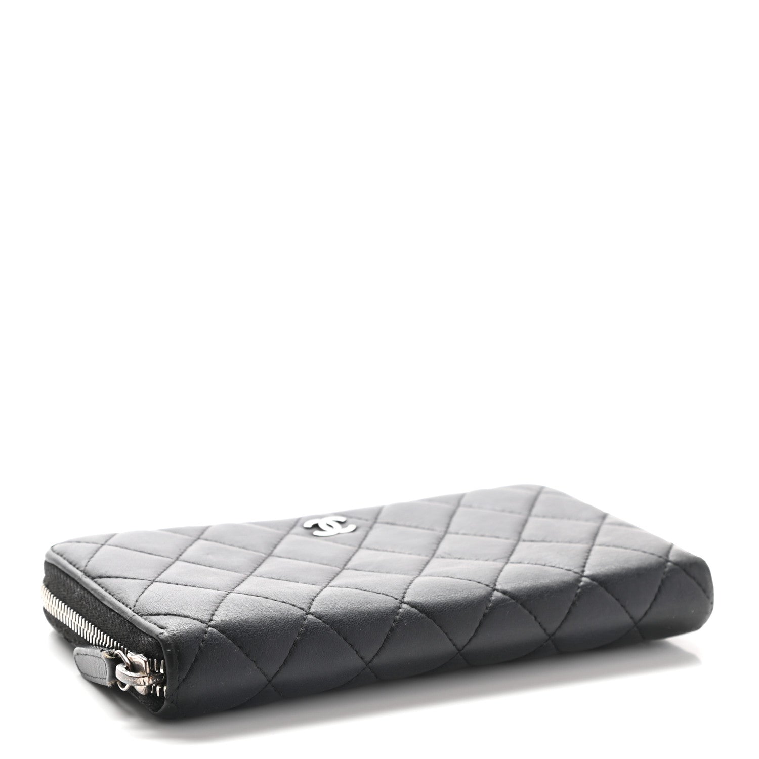 Chanel Lambskin Quilted Large Gusset Zip Around Wallet Black 4 of 11