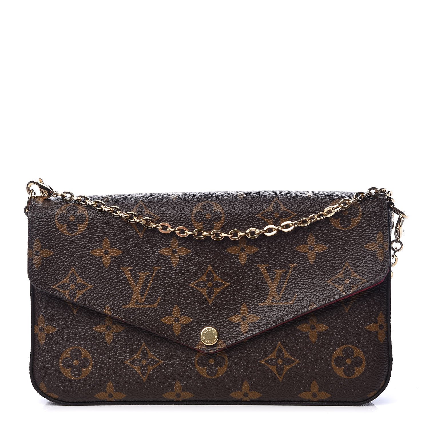 Louis Vuitton Monogram Pochette Felicie Chain Wallet Fuchsia 1 of 14