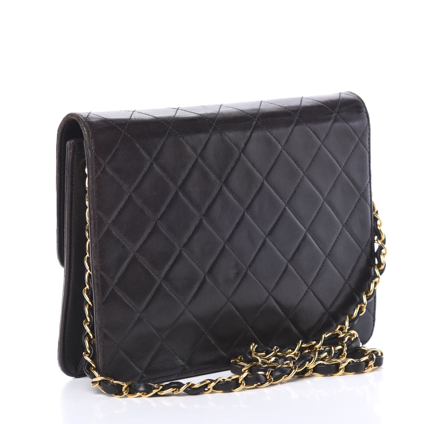 Lambskin Quilted Small Single Flap Black