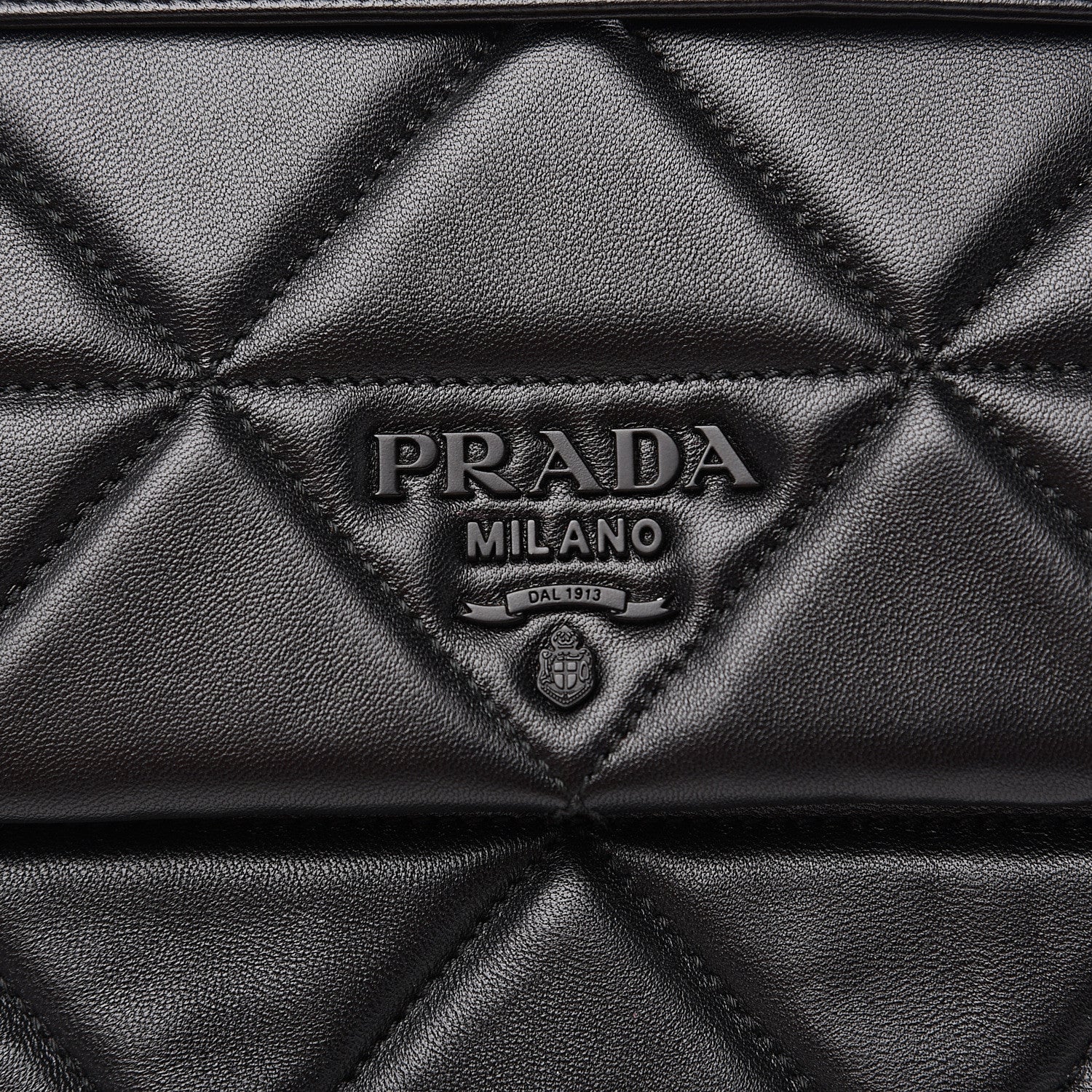 Prada Nappa Triangle Stitched Large Spectrum Bag Black 6 of 13