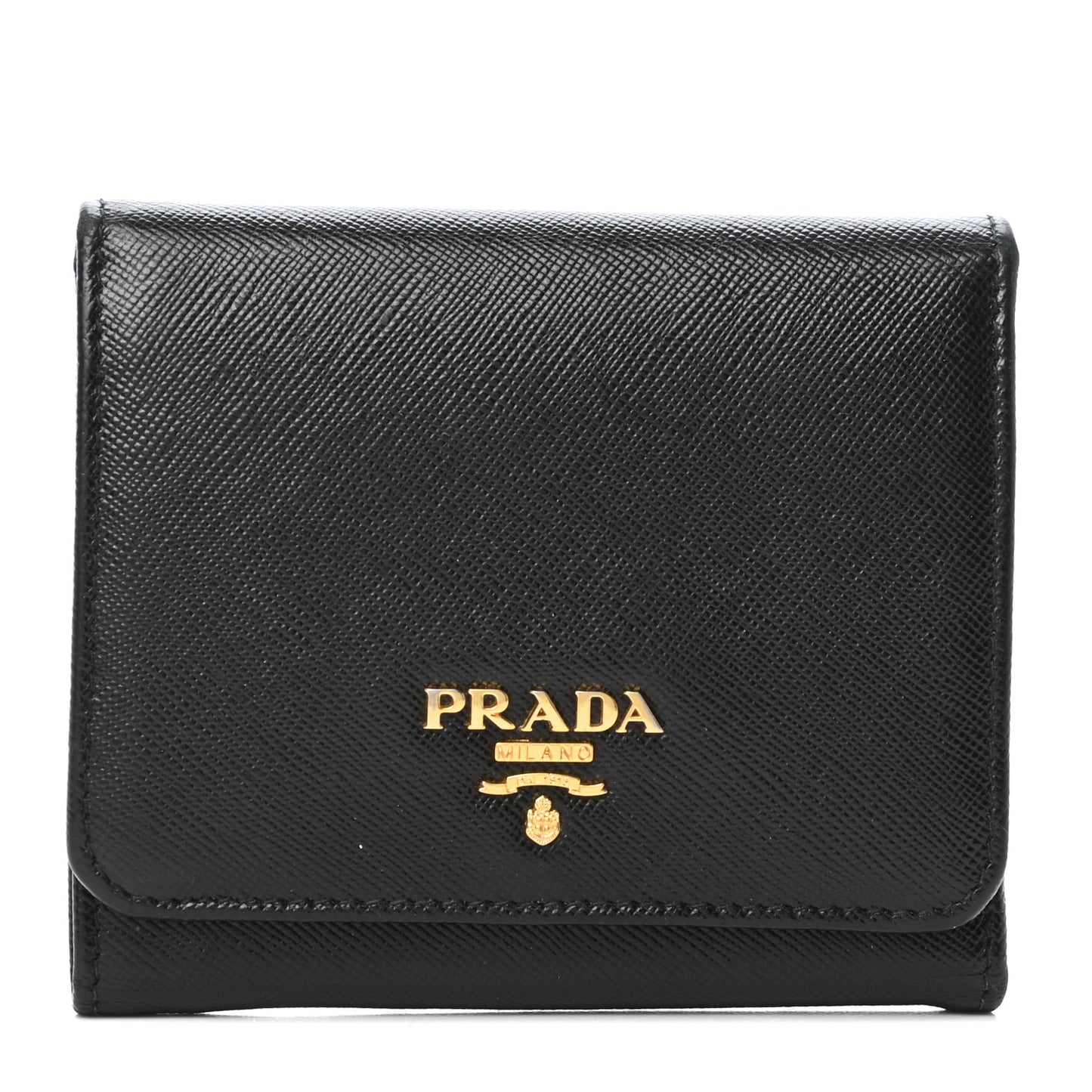 Saffiano Metal Tri-Fold Wallet Black
