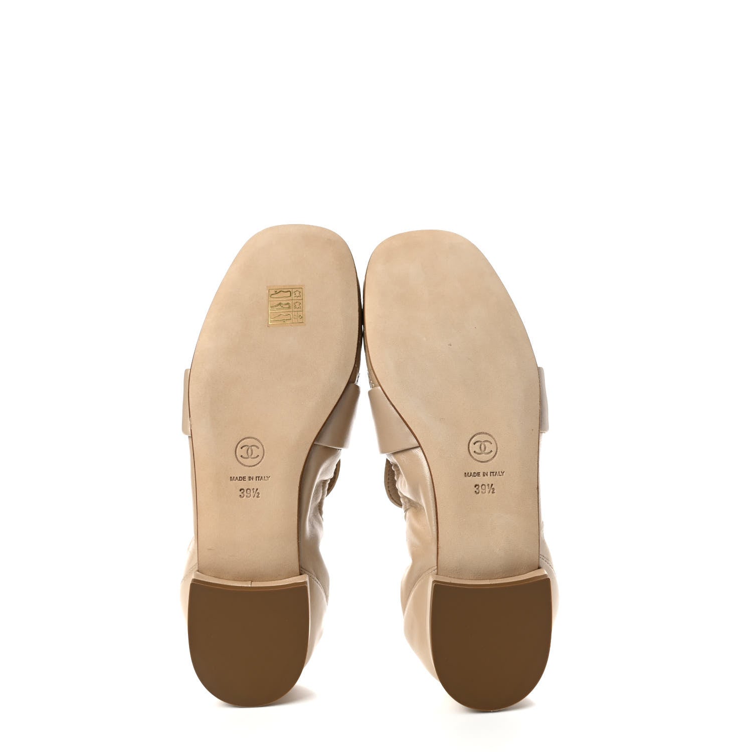 Chanel Laminated Lambskin Womens Quilted Elastic CC Moccasin Loafers 39.5 Beige 5 of 7