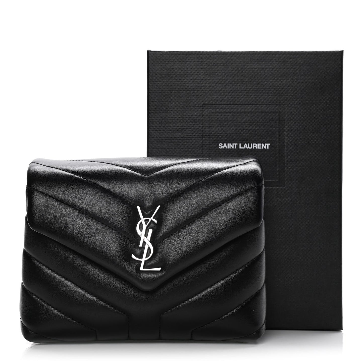 Calfskin Y Quilted Monogram Toy Loulou Crossbody Bag Black