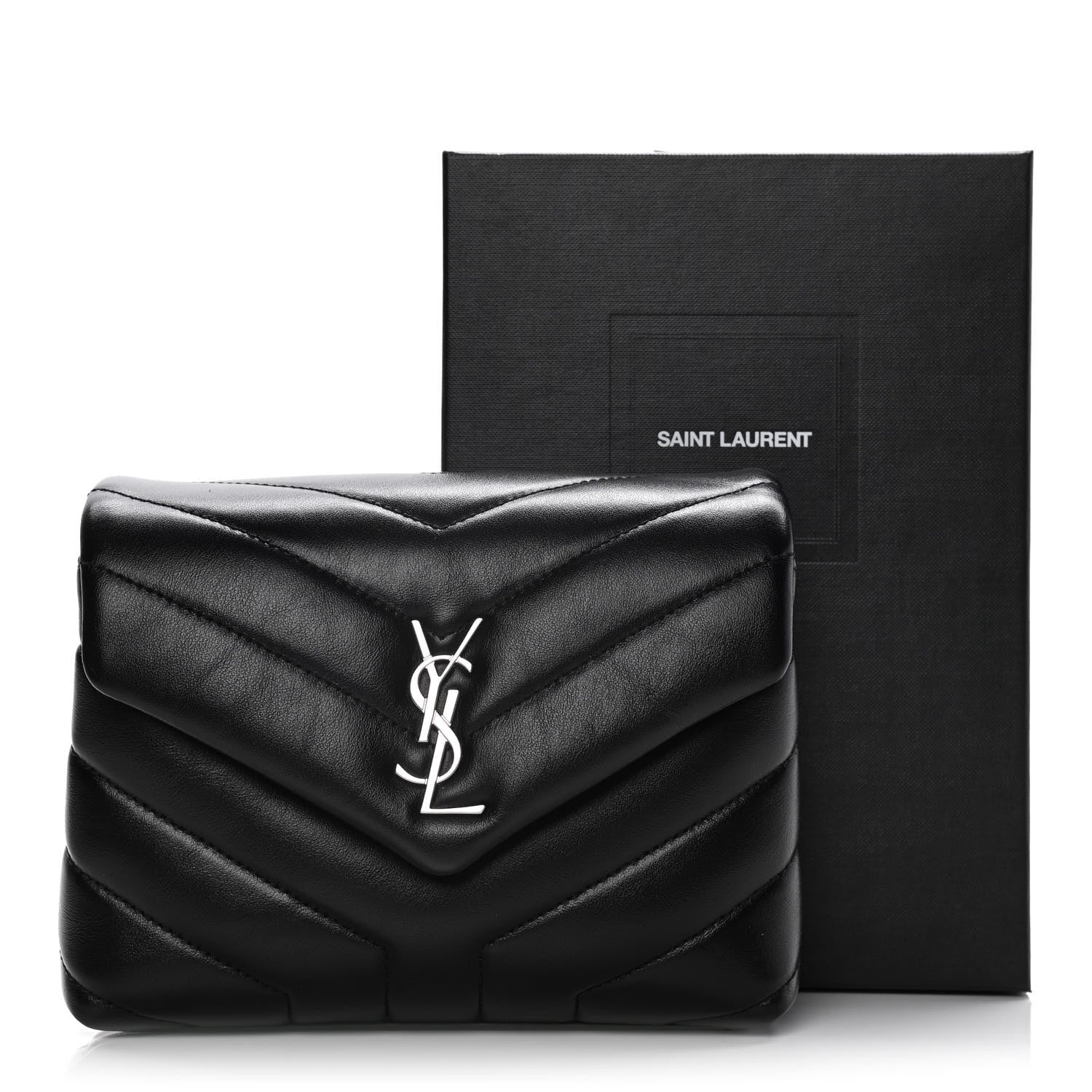 Saint Laurent Calfskin Y Quilted Monogram Toy Loulou Crossbody Bag Black 18 of 18