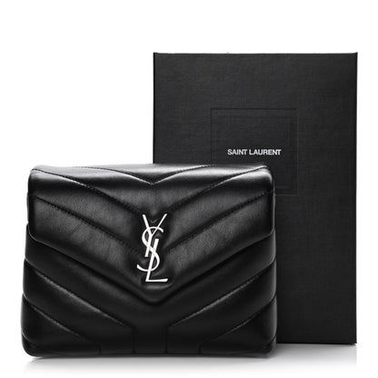 Saint Laurent Calfskin Y Quilted Monogram Toy Loulou Crossbody Bag Black 18 of 18