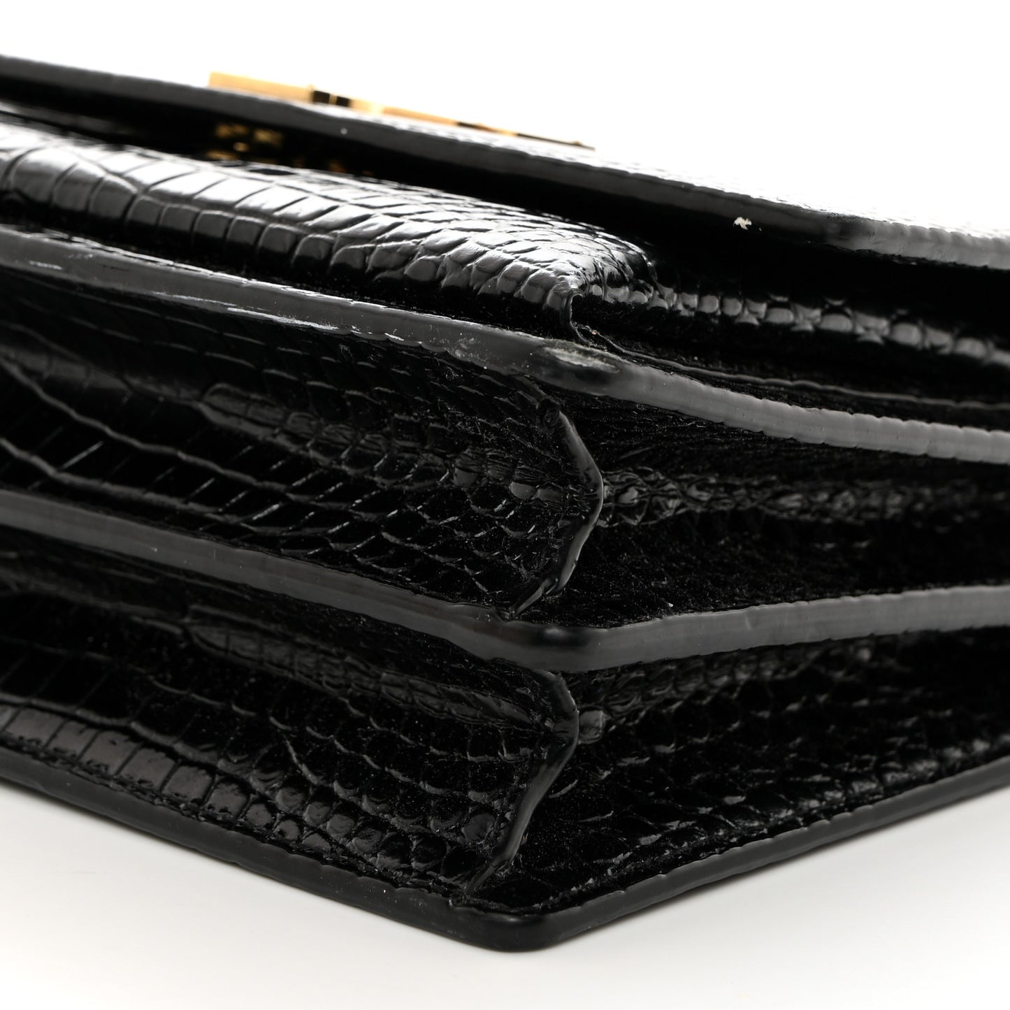 Calfskin Crocodile Embossed Medium Monogram Sunset Black