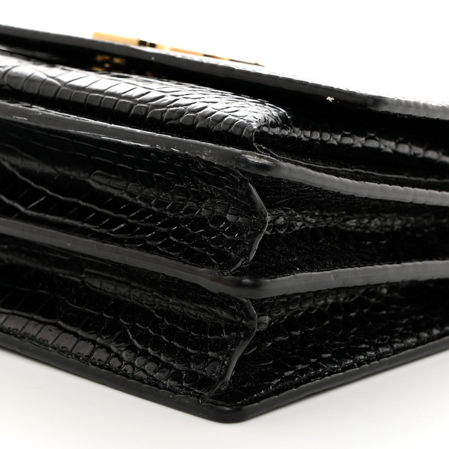 Saint Laurent Calfskin Crocodile Embossed Medium Monogram Sunset Black 11 of 11
