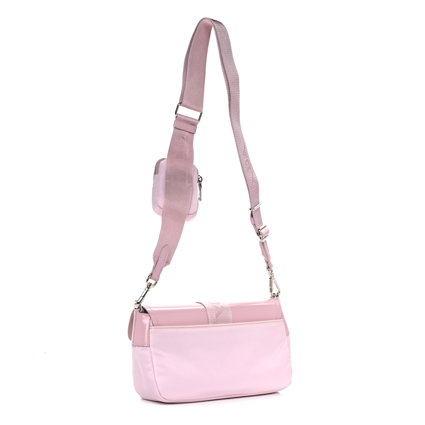 Re-Nylon Spazzolato Double Pocket Buckle Shoulder Bag Alabastro