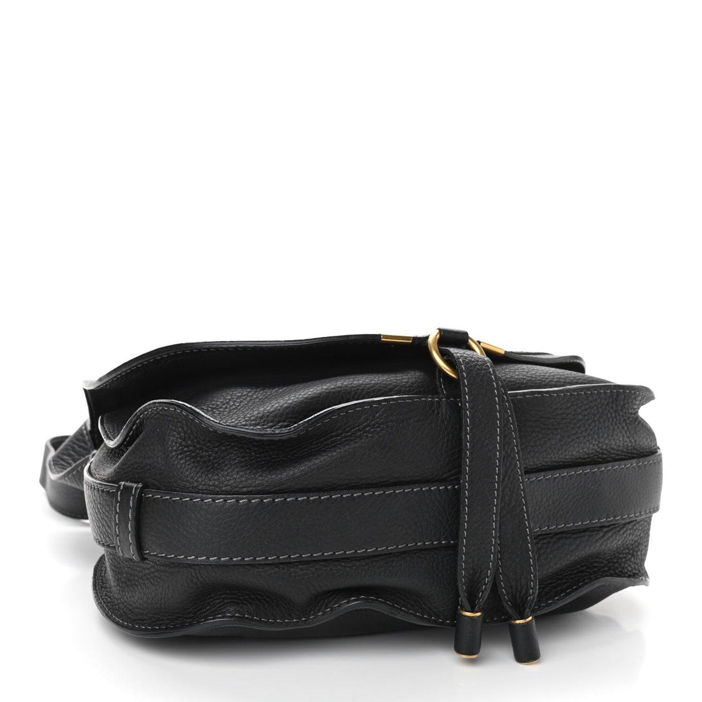 Calfskin Medium Marcie Round Crossbody Bag Black