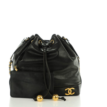 Chanel Lambskin CC Drawstring Shoulder Bag Black 4 of 11