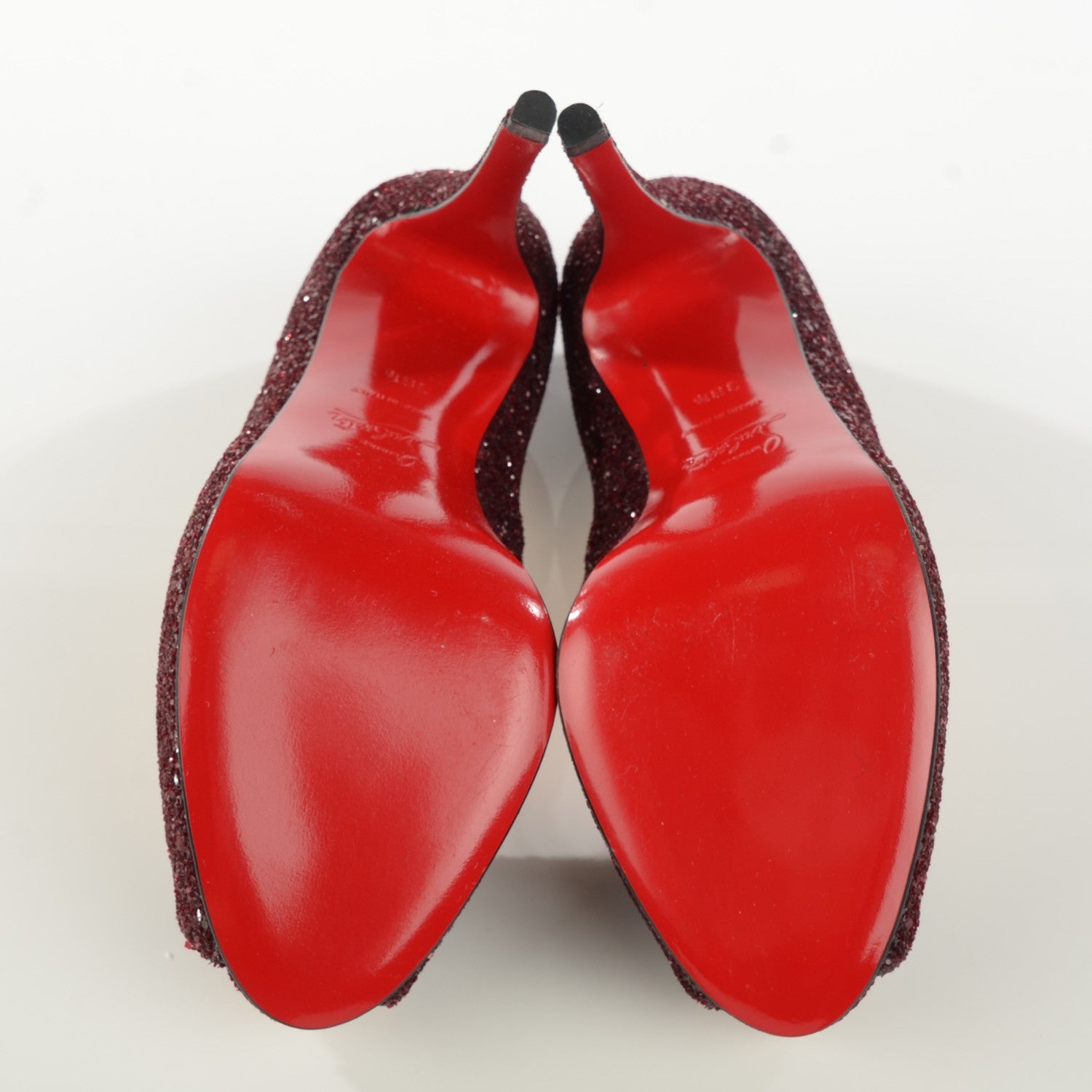 Christian Louboutin Glitter Very Prive 120 Pumps 38.5 Oxblood 5 of 7