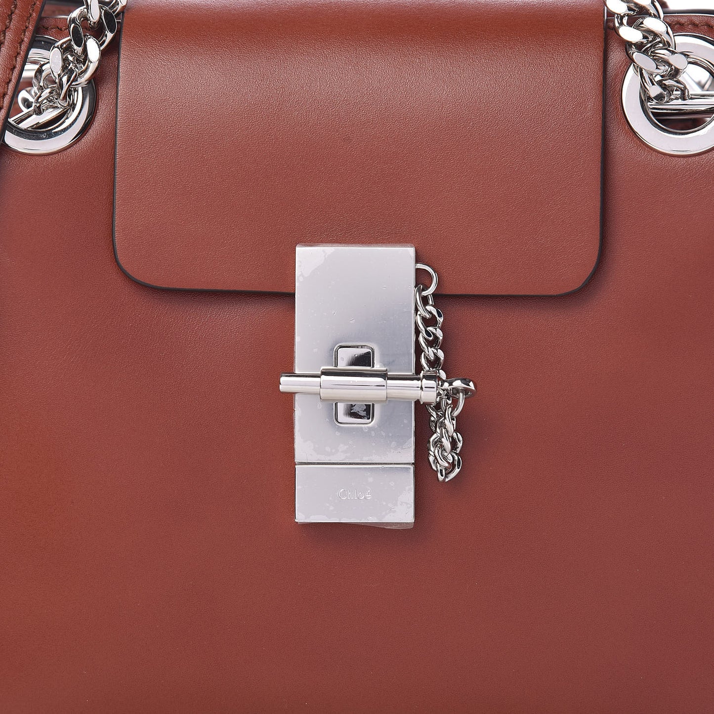 Shiny Calfskin Mini Annie Shoulder Bag Sepia Brown
