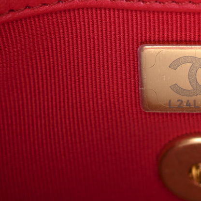 Chanel Lambskin Quilted Enamel Chain Logo Mini Flap Red 7 of 10
