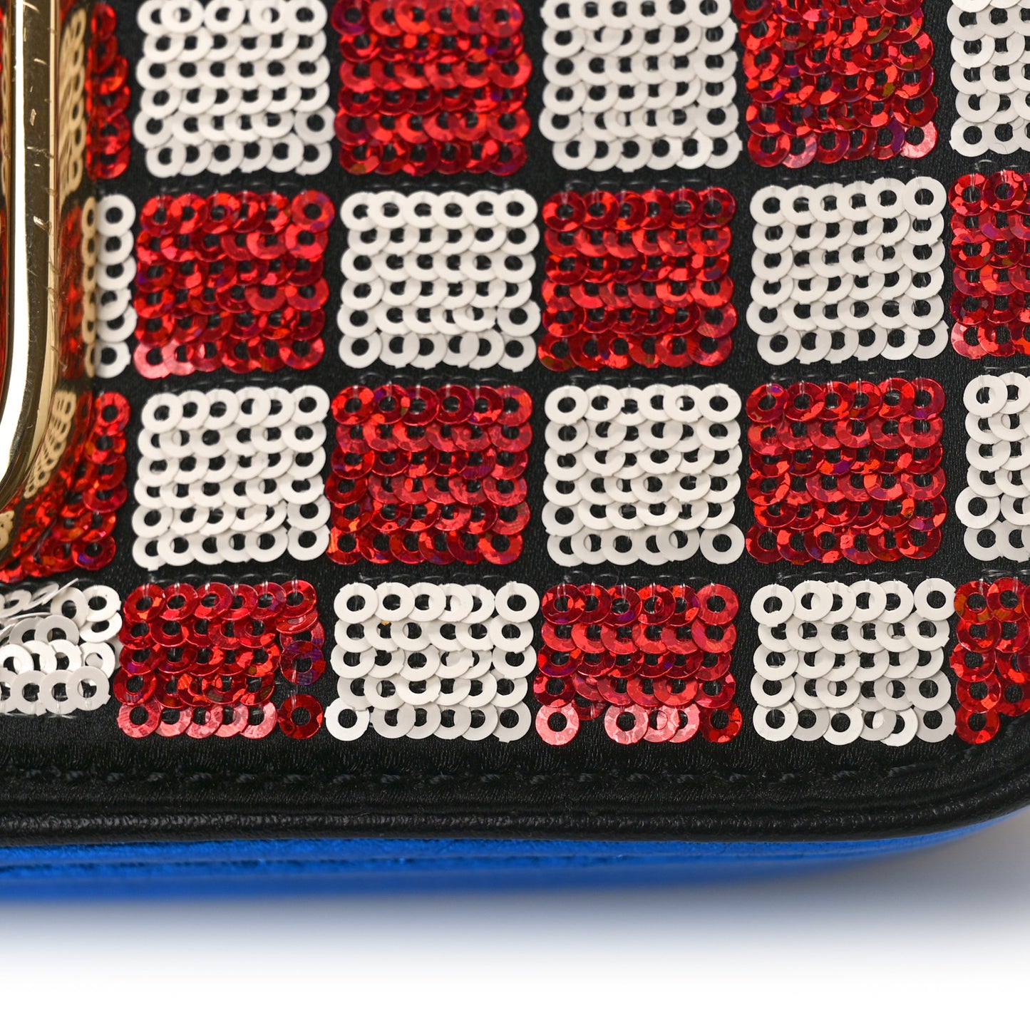 Metallic Calfskin Sequin Snapshot Camera Bag Red White