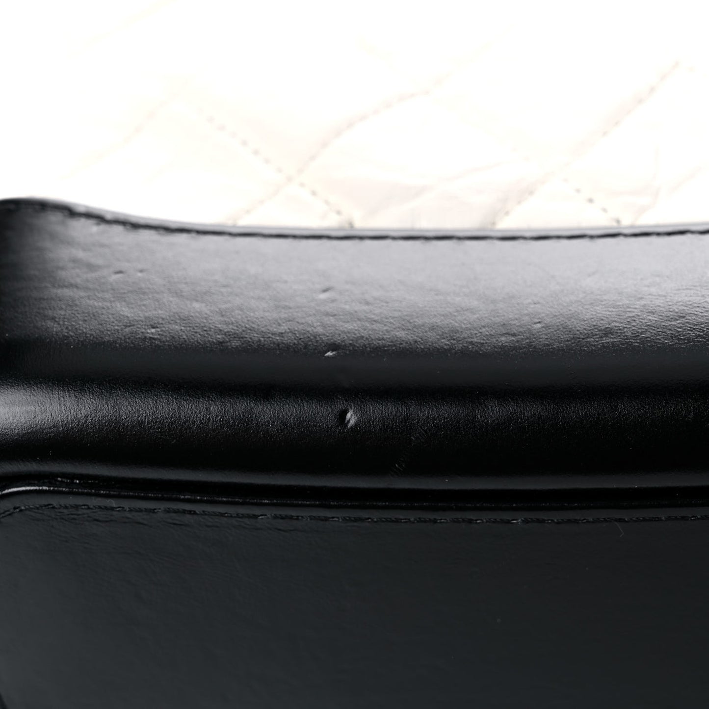 Aged Calfskin Quilted Small Gabrielle Hobo Black White