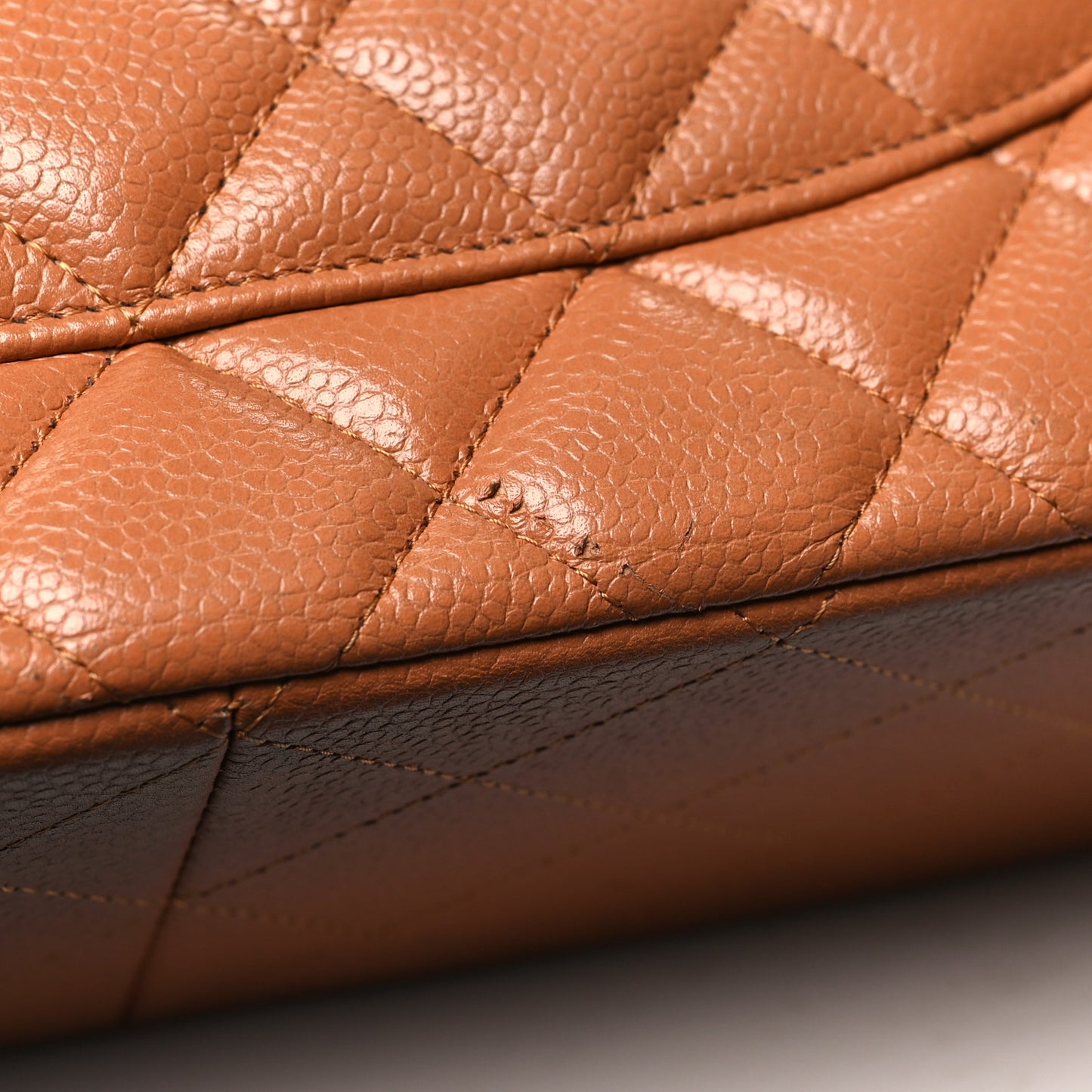 Caviar Quilted Jumbo Double Flap Light Brown
