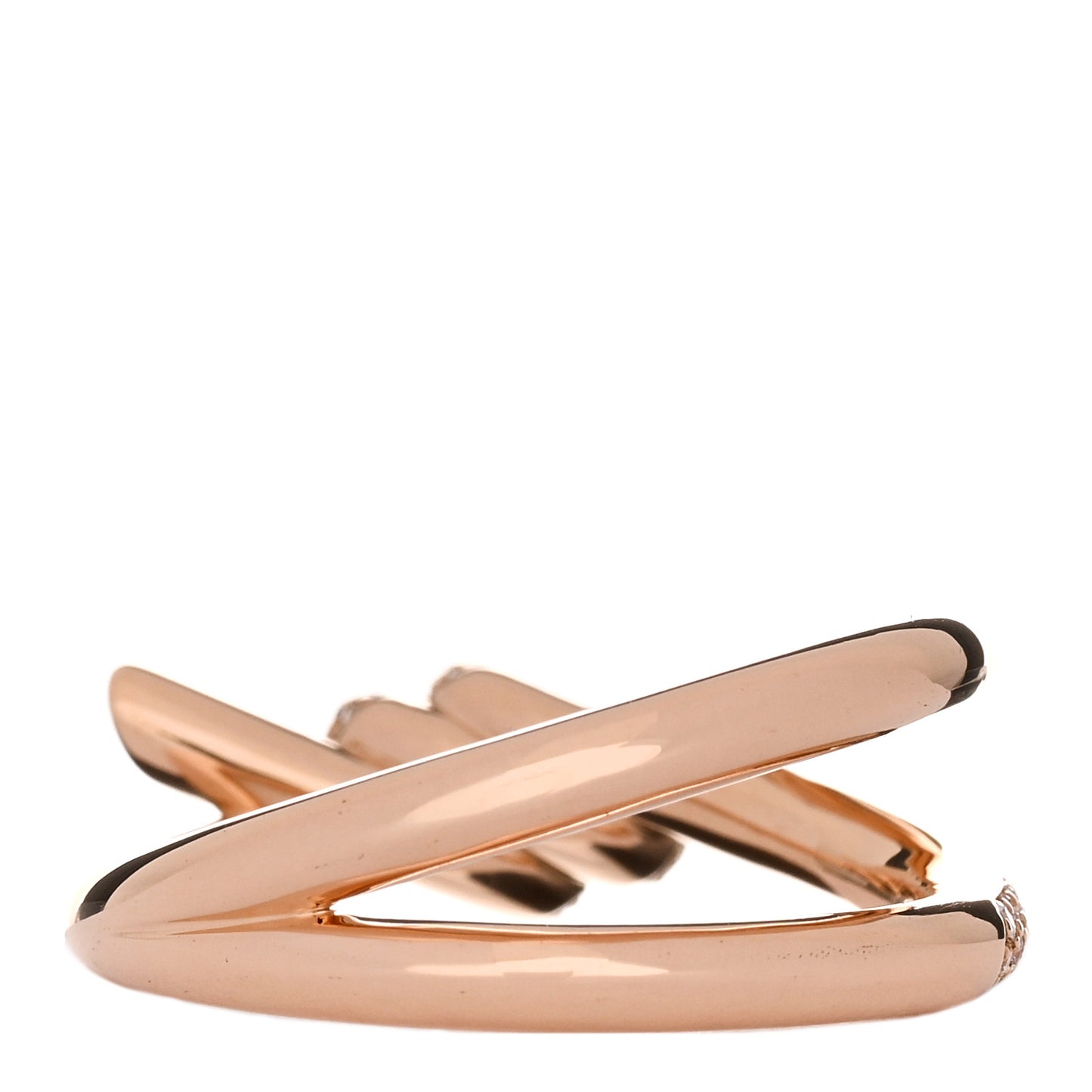 18K Rose Gold Diamond Double Row Knot Ring 56 7.5