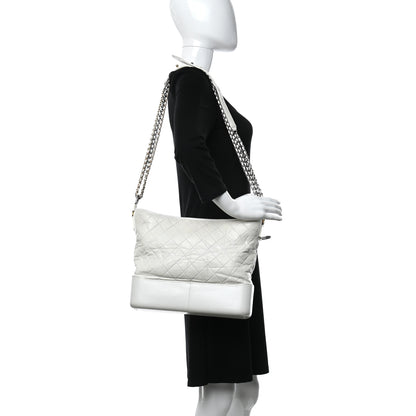 Chanel Aged Calfskin Quilted Large Gabrielle Hobo White 2 of 11