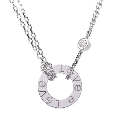 Cartier 18K White Gold 2 Diamond LOVE Necklace 5 of 9