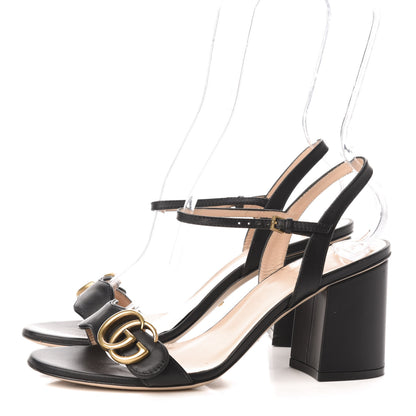 Gucci Lifford Calfskin GG Marmont Ankle Wrap 75mm Sandals 37.5 Black 3 of 9
