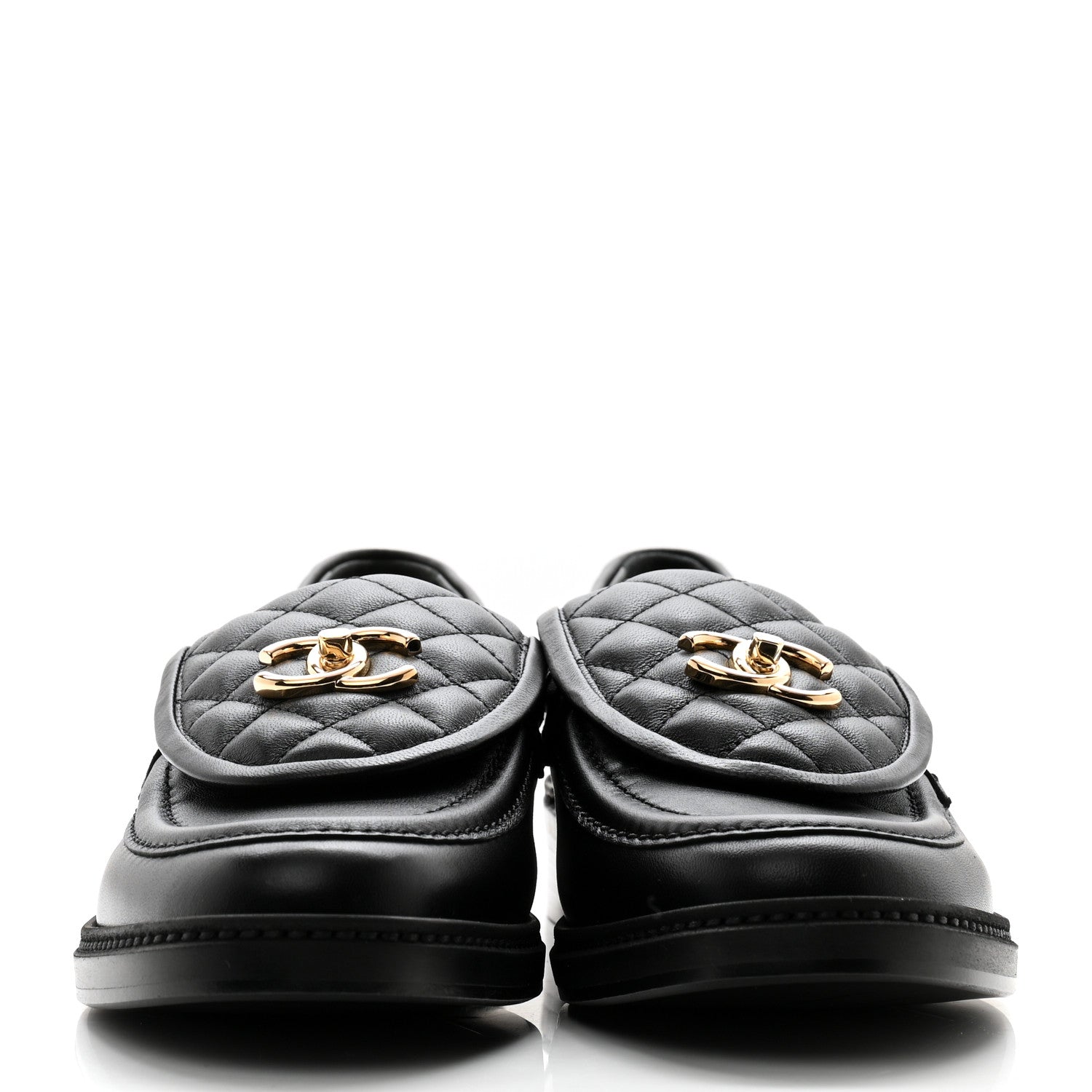 Chanel Lambskin Quilted CC Turnlock Loafers 41 Black 2 of 8