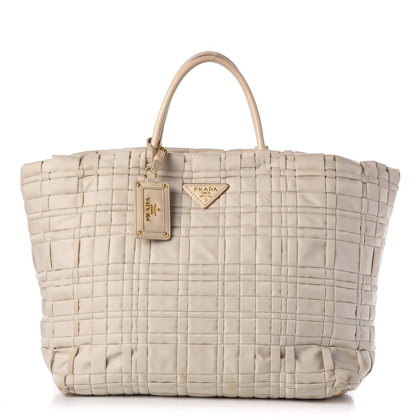 Tessuto Nylon Woven Tote Bag Beige