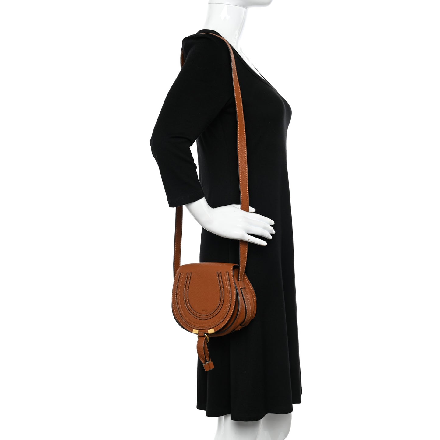 Calfskin Mini Marcie Round Crossbody Bag Tan