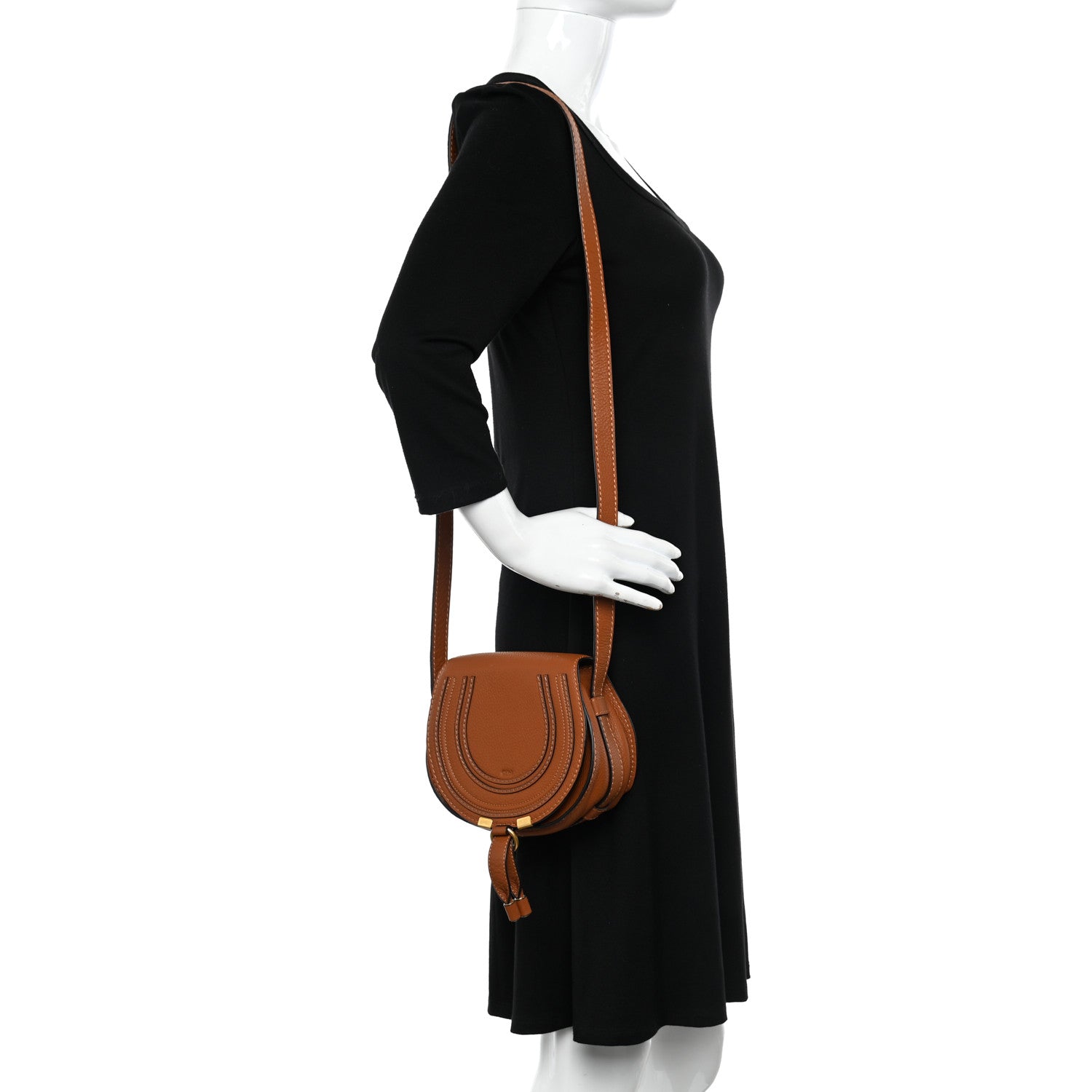 Chloe Calfskin Mini Marcie Round Crossbody Bag Tan 2 of 10