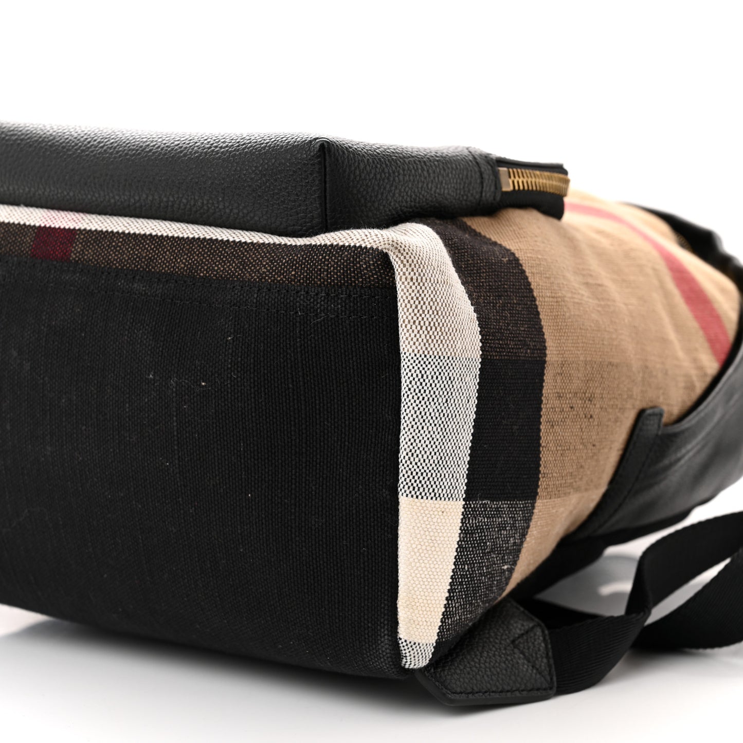 Mega Check Calfskin Abbeydale Simple Backpack Black Camel