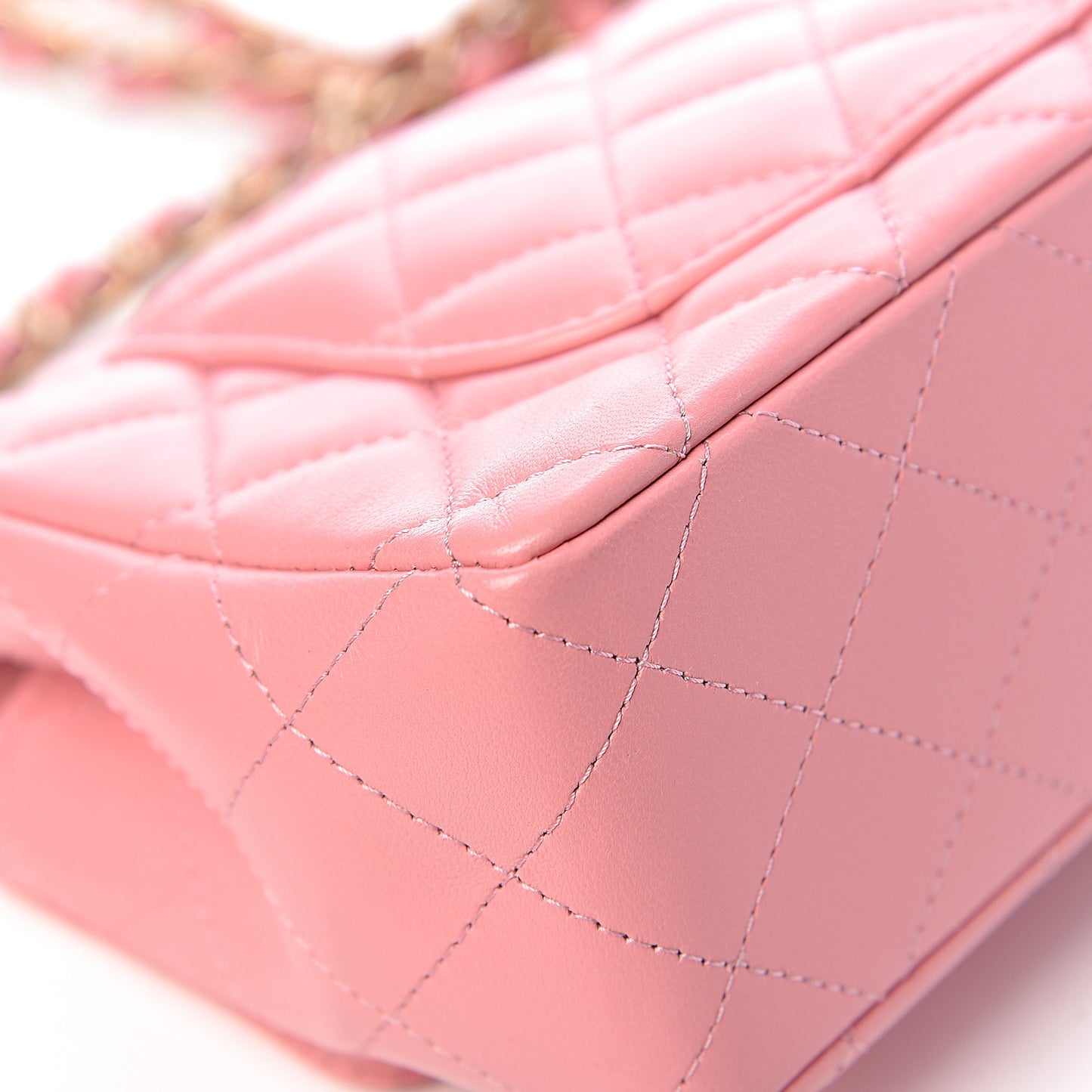 Lambskin Quilted Mini Rectangular Flap Pink