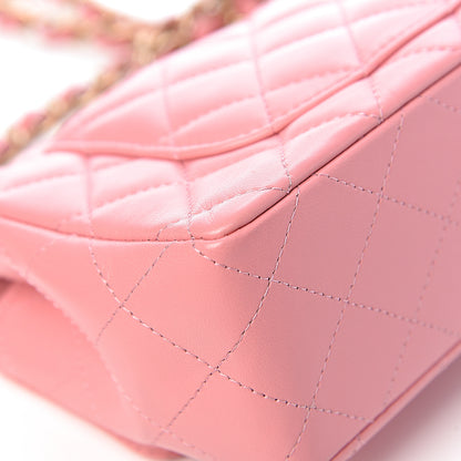 Chanel Lambskin Quilted Mini Rectangular Flap Pink 15 of 17