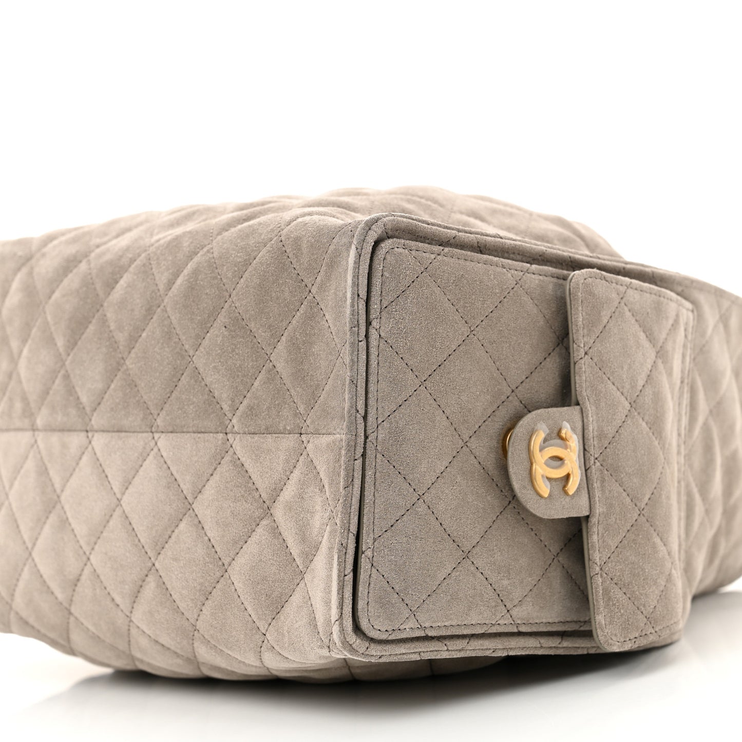 Suede Quilted Medium Chanel 25 Handbag Dark Grey