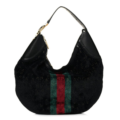 Gucci Velvet Horsebit Embossed Glam Hobo Black 1 of 12
